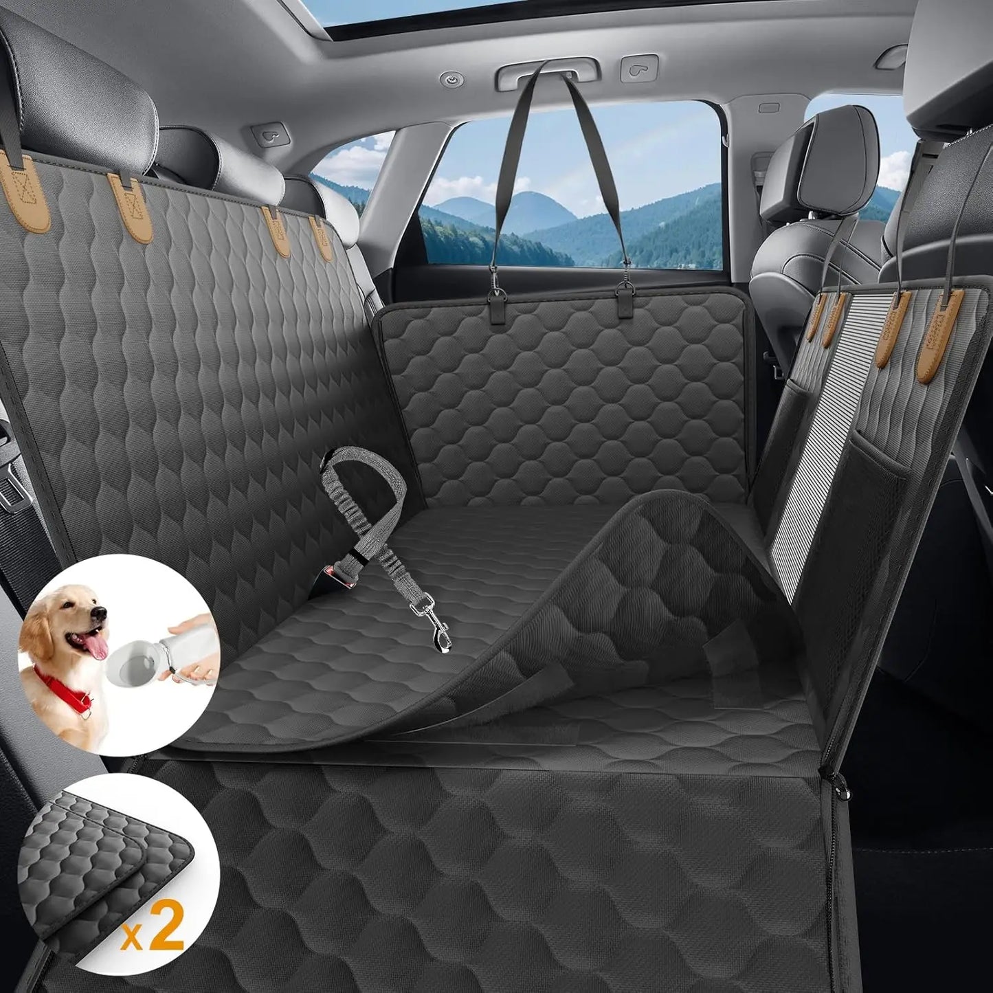 Waterproof Pet Travel Foldable Dog Mat w/Rear Car Seat  Protector