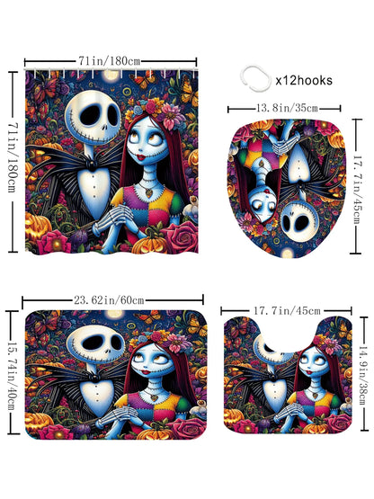 Disney Jack Bathroom Four-piece Set - Waterproof Shower Curtain
