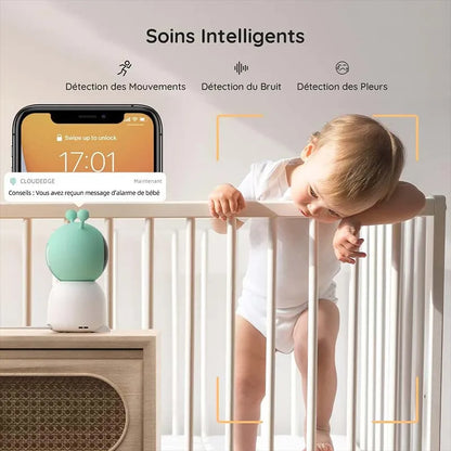 Baby Monitor Camera,  360° Rotation with Phone App, Night Lights, Motion Monitoring