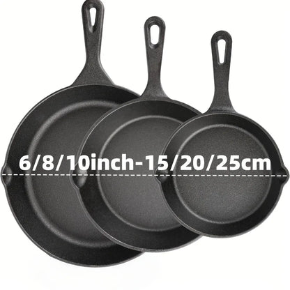3PCS Cast Iron Skillet Set Pre-Seasoned, Heavy-Duty Pans Non-Stick Surface