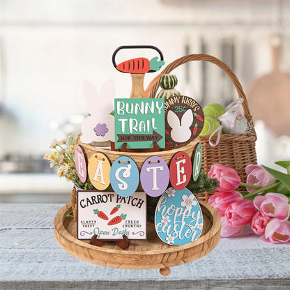 Easter Bunny Table Centerpiece Set with Vintage Wood Block Letters