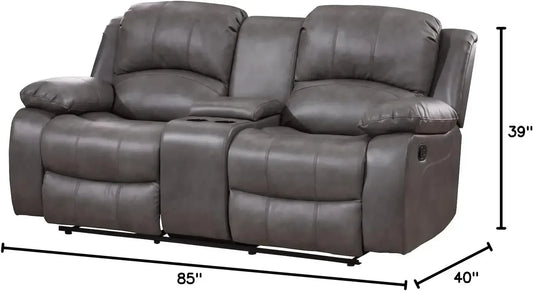 2 PC Leather Air Reclining Sofa and Loveseat Set