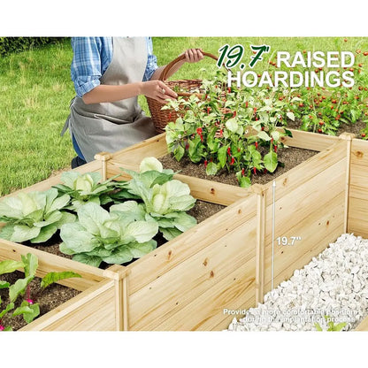 Outdoor Wooden U-Shaped Raised Garden Bed, 7.5ft x 6ft x 1.6ft, 19.6 Deep Planter Box