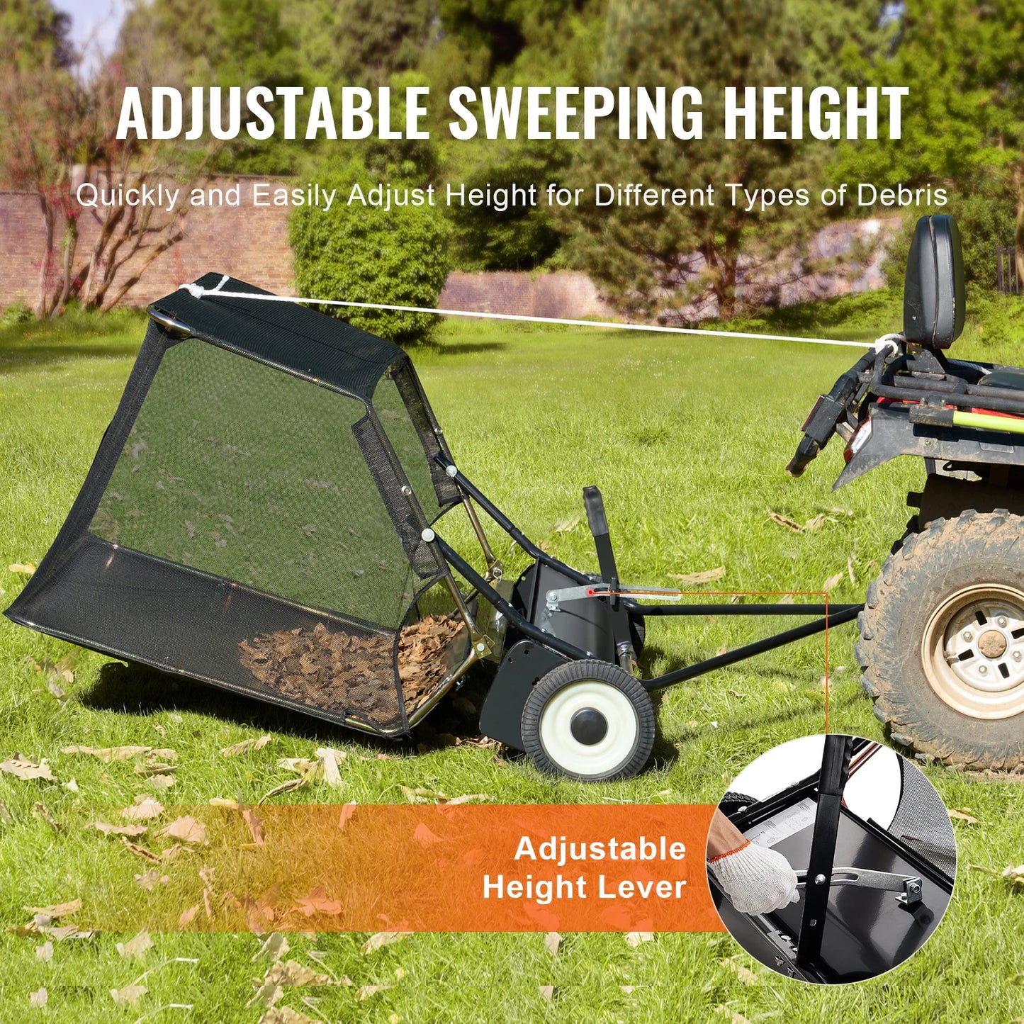 52-inch Lawn Sweeper, Tow Behind, 26cuft,  Heavy Duty Collector