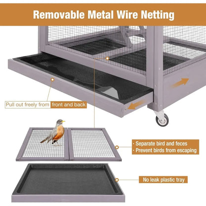 Large Bird Cage Indoor/Outdoor Large Wooden Aviary