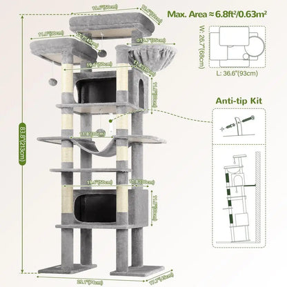 XXL Giant Cat Tree, 83 Inch, Heavy Duty w/Multi-Levels