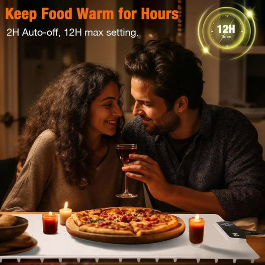 Large Electric Warming Tray with 7 Temperature Settings, Timer, and Child-Lock