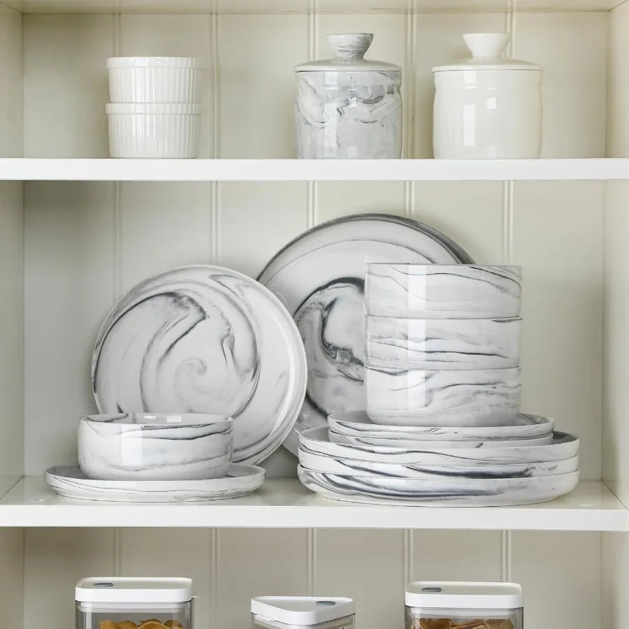 12 Piece Porcelain Dinnerware Set - Dishwasher and Chip Resistant