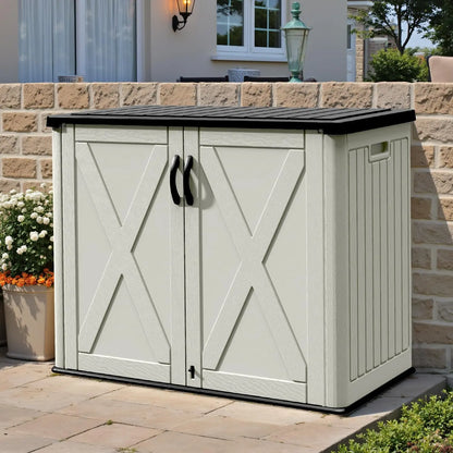 Outdoor Storage Cabinet with Lockable Door, Waterproof-Horizontal Storage Shed, 25 Cu. ft.