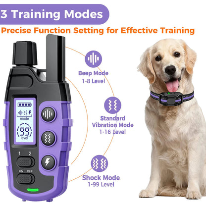 Electric Dog Training Collar- Remote Control-Waterproof With Vibration Shock Beep Modes and Levels