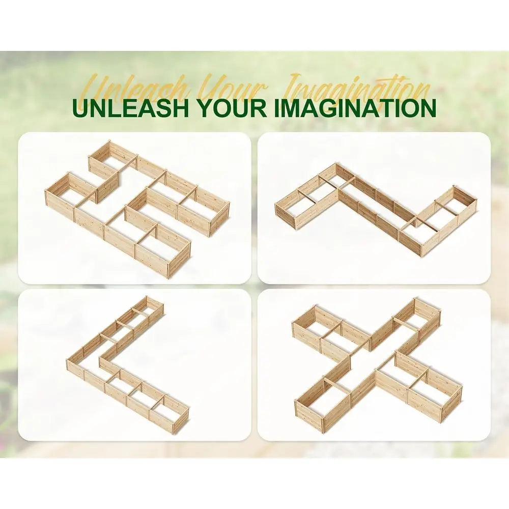 Outdoor Wooden U-Shaped Raised Garden Bed, 7.5ft x 6ft x 1.6ft, 19.6 Deep Planter Box