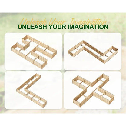 Outdoor Wooden U-Shaped Raised Garden Bed, 7.5ft x 6ft x 1.6ft, 19.6 Deep Planter Box