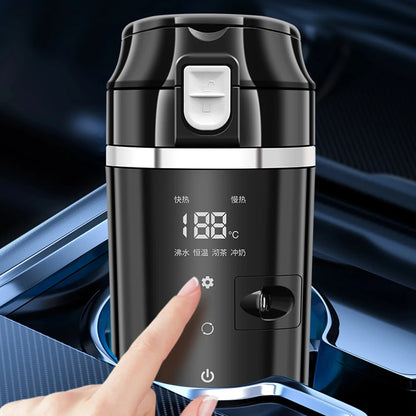 The Travel Mug Warmer, 12V/24V, Electric Stainless Steel Smart Mug with Digital LCD Display