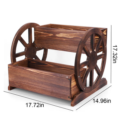 Wooden Wagon Planter Box with Wheels