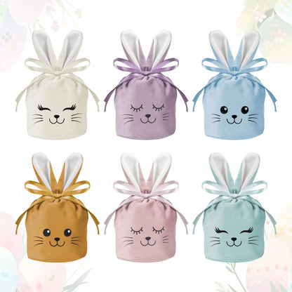 12-24pcs Easter Bunny Bags, Velvet, Bunny Ear Gift Bags