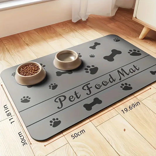 Absorbent Pet Placemat For Pet, Rubber Backing, Quick Dry