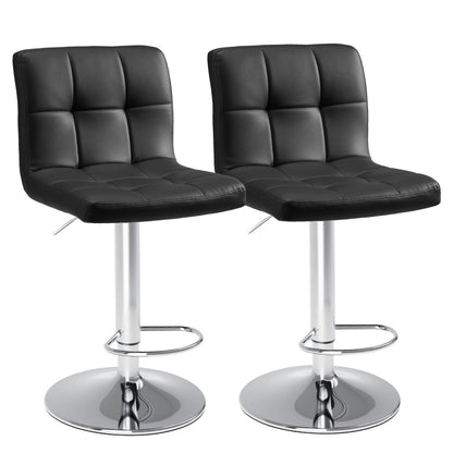 Set of 2, PU Leather Bar Stools, Upholstered w/ Comfortable Backrest and Built-in Footrest