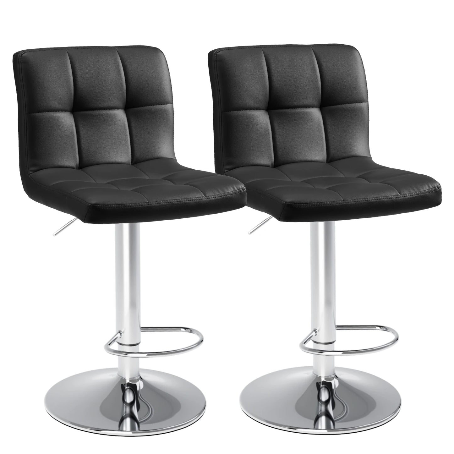 Set of 2, PU Leather Bar Stools Counter Height, Comfortable, Upholstered, and Adjustable