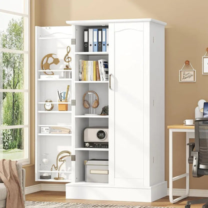 47” Freestanding Pantry Cabinet, Storage Cabinet with Doors and Adjustable Shelves