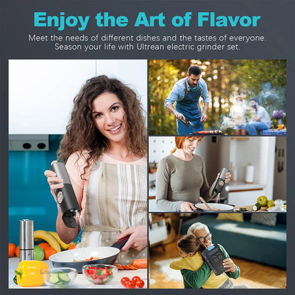 ULTREAN Salt and Pepper Grinder Electric, Stainless Steel, with Adjustable Fineness