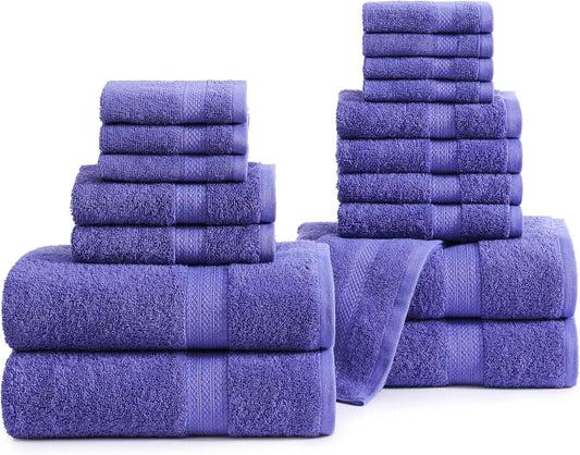 18-Piece Cotton Bath Towel Set - Ultra Soft & Absorbent