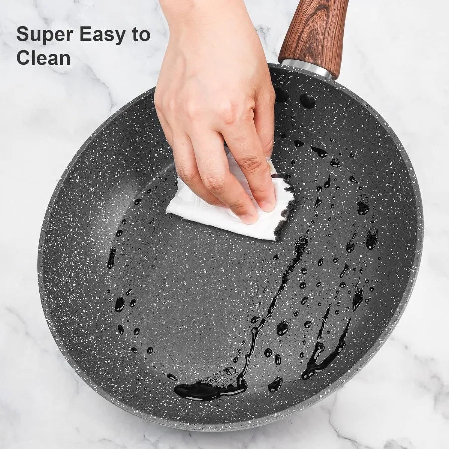 Granite Pots and Pans on Stick, 11 Piece Set, Die Cast Induction Cookware Set