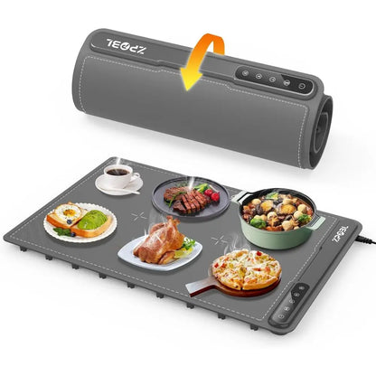 Electric Food Warming Tray (24x16), Portable & Rollable with Storage Bag