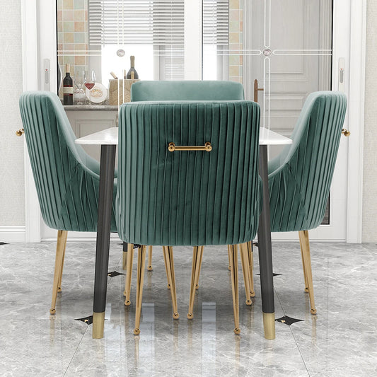 Modern Boucle Pleated Velvet Chair- Set of 4 with Rear Handle-7 Colors to choose from