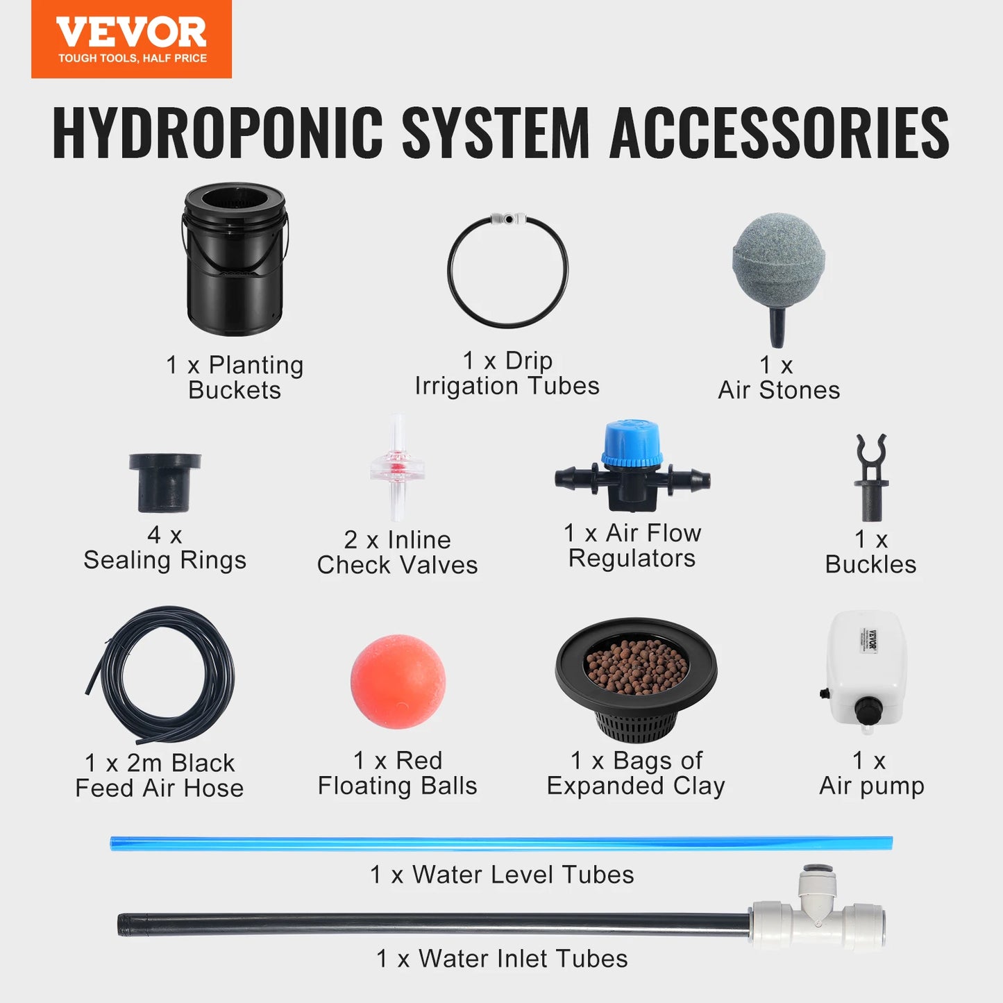 Hydroponics Grow System w/ Top Drip Kit, Deep Water Culture, 5-Gallon Buckets with Air Pump
