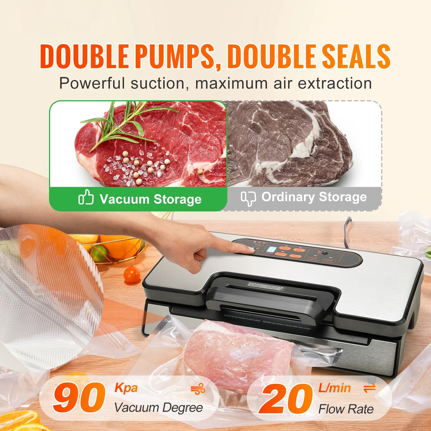 Vacuum Sealer Food Packaging Machine including 10 Vacuum bags