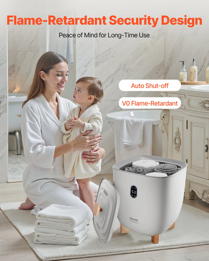 Warmer Bucket- 25L-Heated Towels, Blankets, and Clothing Warmer w/ LED Light Auto Shut off