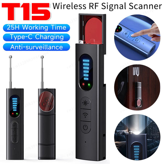 T15 Wireless Camera Detector with 5 Levels, Adjustable Sensitivity, Easily Identifies Potential Threats