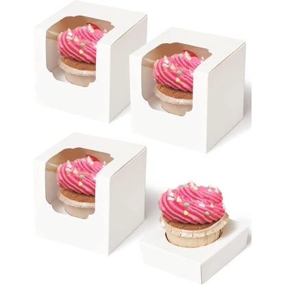 10/20/30pcs Single Cupcake Boxes with Insert and Clear Window