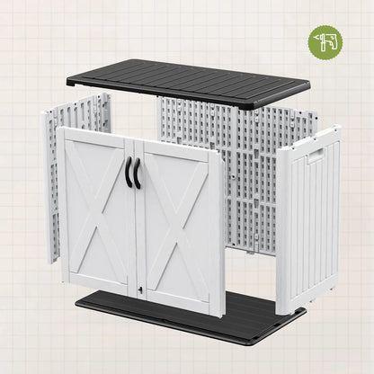 Outdoor Storage Cabinet with Lockable Door, Waterproof-Horizontal Storage Shed, 25 Cu. ft.