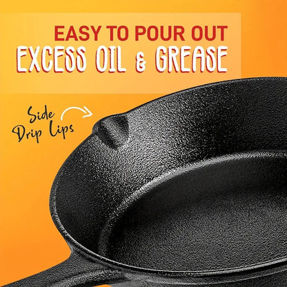 3PCS Cast Iron Skillet Set Pre-Seasoned, Heavy-Duty Pans Non-Stick Surface