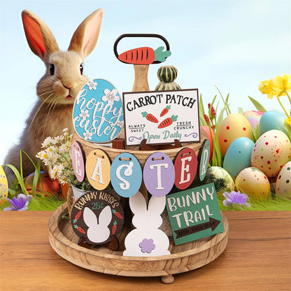 Easter Bunny Table Centerpiece Set with Vintage Wood Block Letters