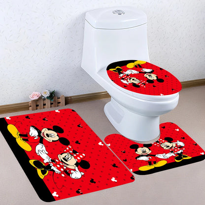 Disney Mickey and Minnie Mouse Shower Set, Four-piece Set w/Hooks