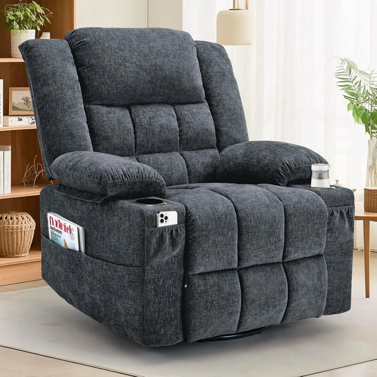 Swivel Rocker Recliner with Massage, Heating, and Cup Holder