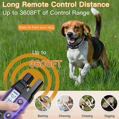 Electric Dog Training Collar- Remote Control-Waterproof With Vibration Shock Beep Modes and Levels