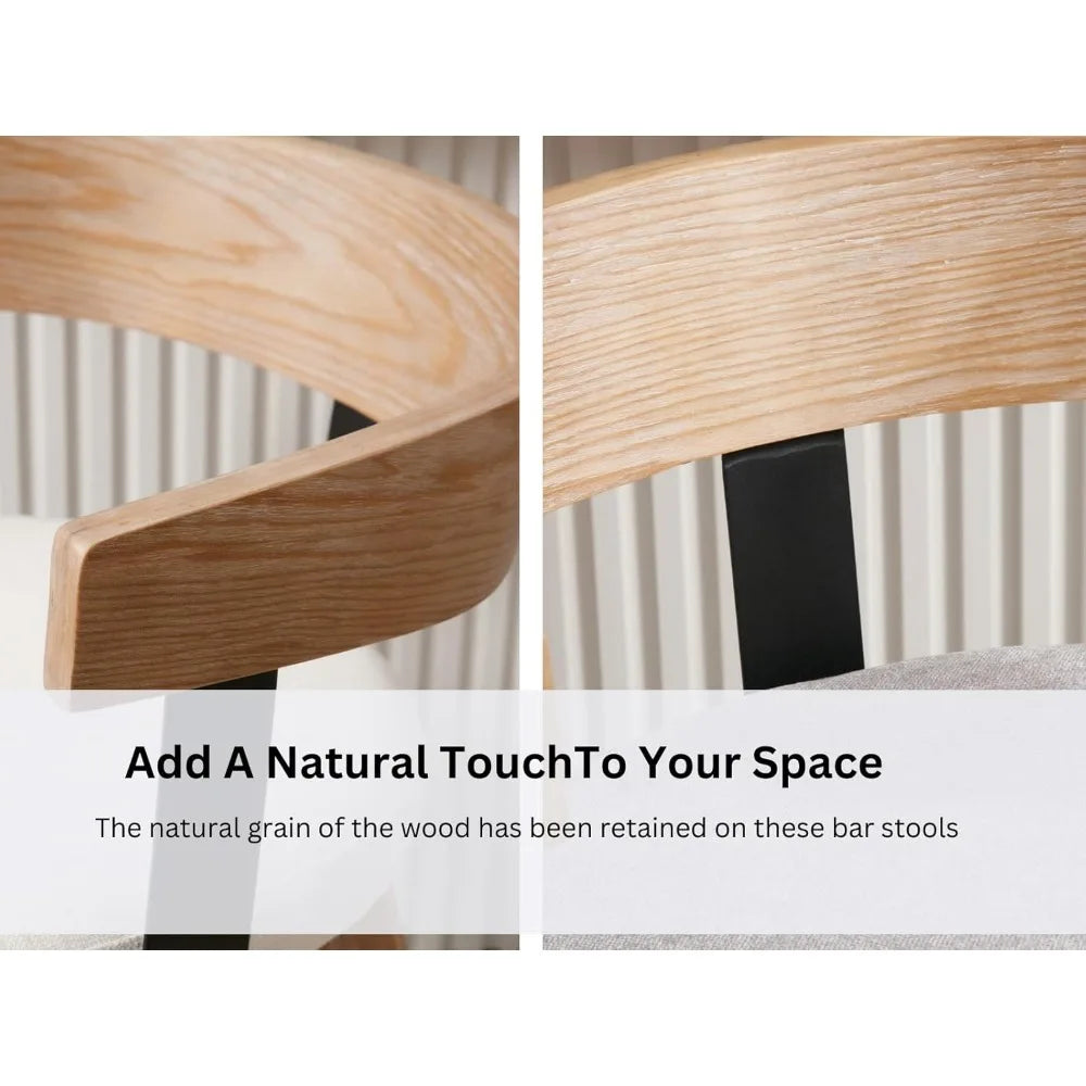 Modern Swivel Bar Stools, Set of 4, 26" Upholstered Counter Height with Footrest