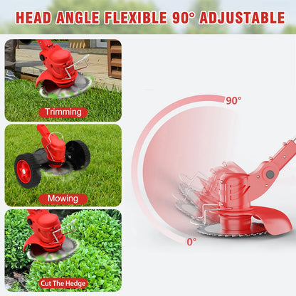 21V Cordless Grass Trimmer, 3-in-1 Brush with Wheels, 24V Lithium-ion battery