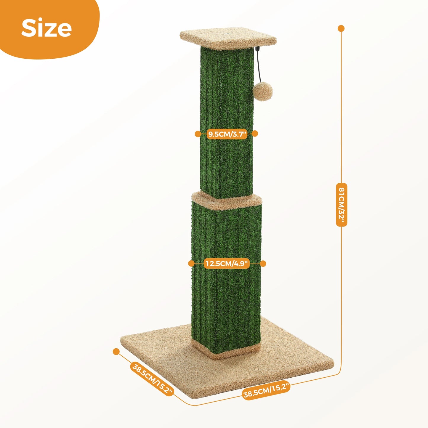 Large Cat Scratching Post with Woven Sisal and Dangling Ball Toy