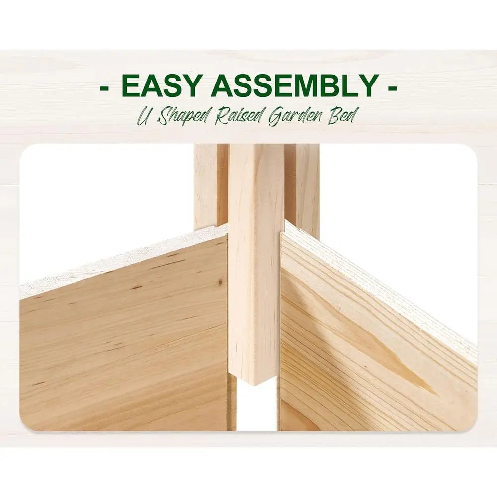 Outdoor Wooden U-Shaped Raised Garden Bed, 7.5ft x 6ft x 1.6ft, 19.6 Deep Planter Box