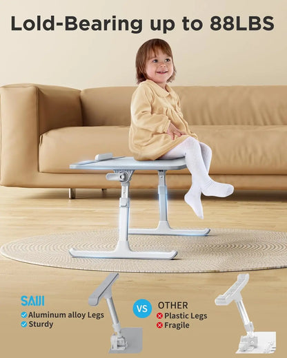 Adjustable Leather Lap Desk with Foldable Design, Height and Angle Adjustments