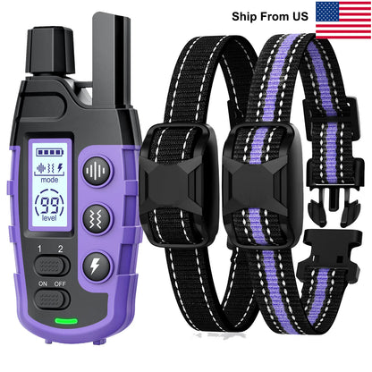 Electric Dog Training Collar- Remote Control-Waterproof With Vibration Shock Beep Modes and Levels