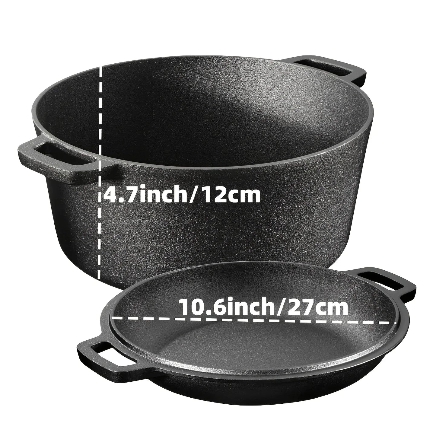3PCS Cast Iron Skillet Set Pre-Seasoned, Heavy-Duty Pans Non-Stick Surface