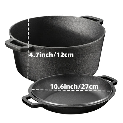 3PCS Cast Iron Skillet Set Pre-Seasoned, Heavy-Duty Pans Non-Stick Surface