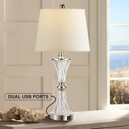 Dimmable Touch Control Table Lamp Set of 2 with USB Charging Ports, Bulbs Included