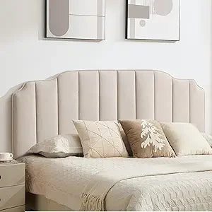 Vertical Queen Size Chenille Upholstered Headboard with Adjustable Height and Width