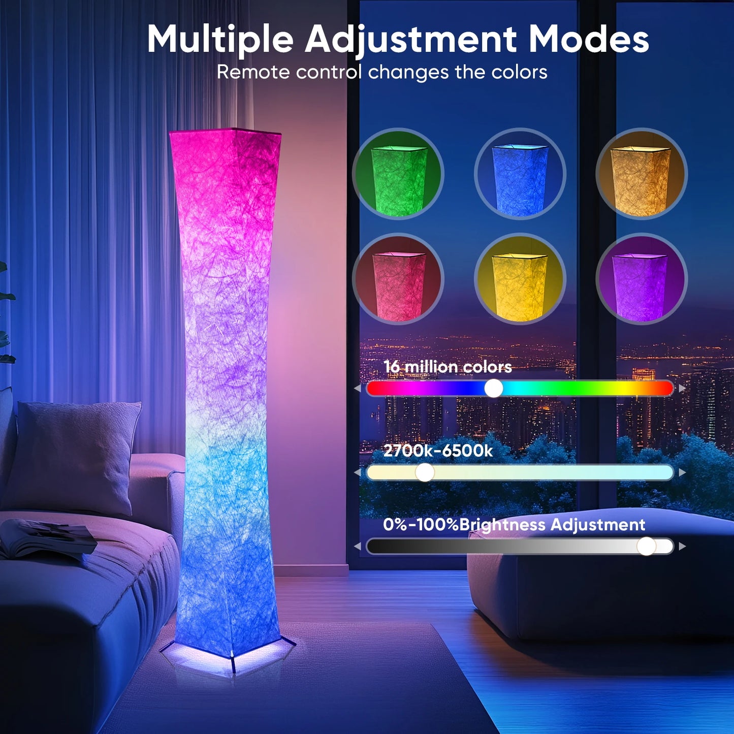 Soft Light Floor Lamp, w/RGB 16 Color Changing LED Lighting, Remote Control